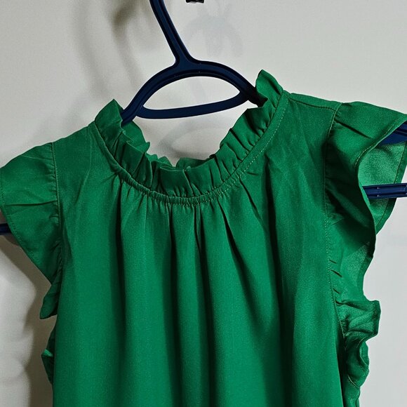 Ruffle Sleeve /Neck -Green Top - Picture 2 of 3